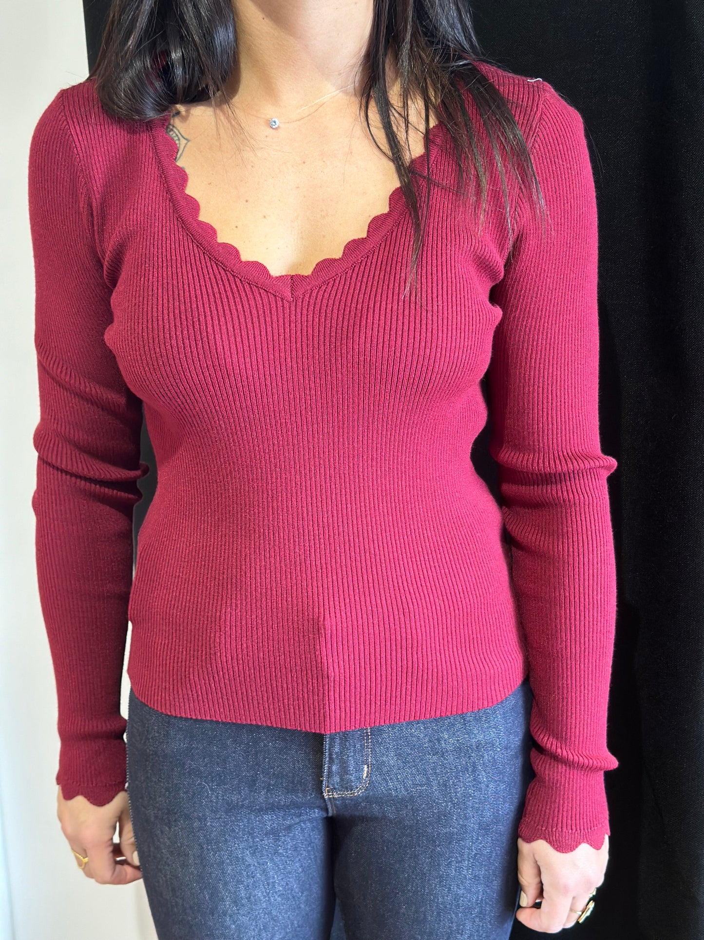 Pull fin Simah bordeaux