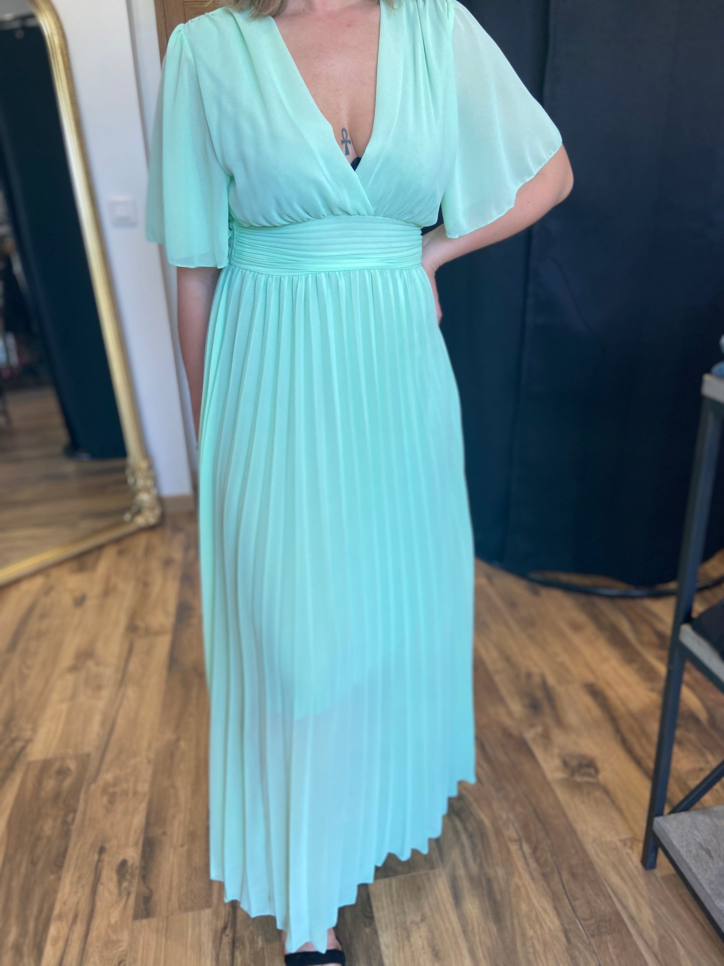 Robe longue Aglaé turquoise