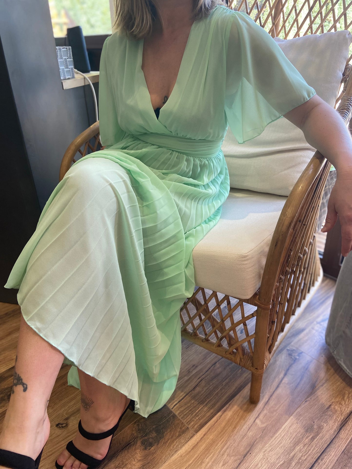 Robe longue Aglaé vert d’eau