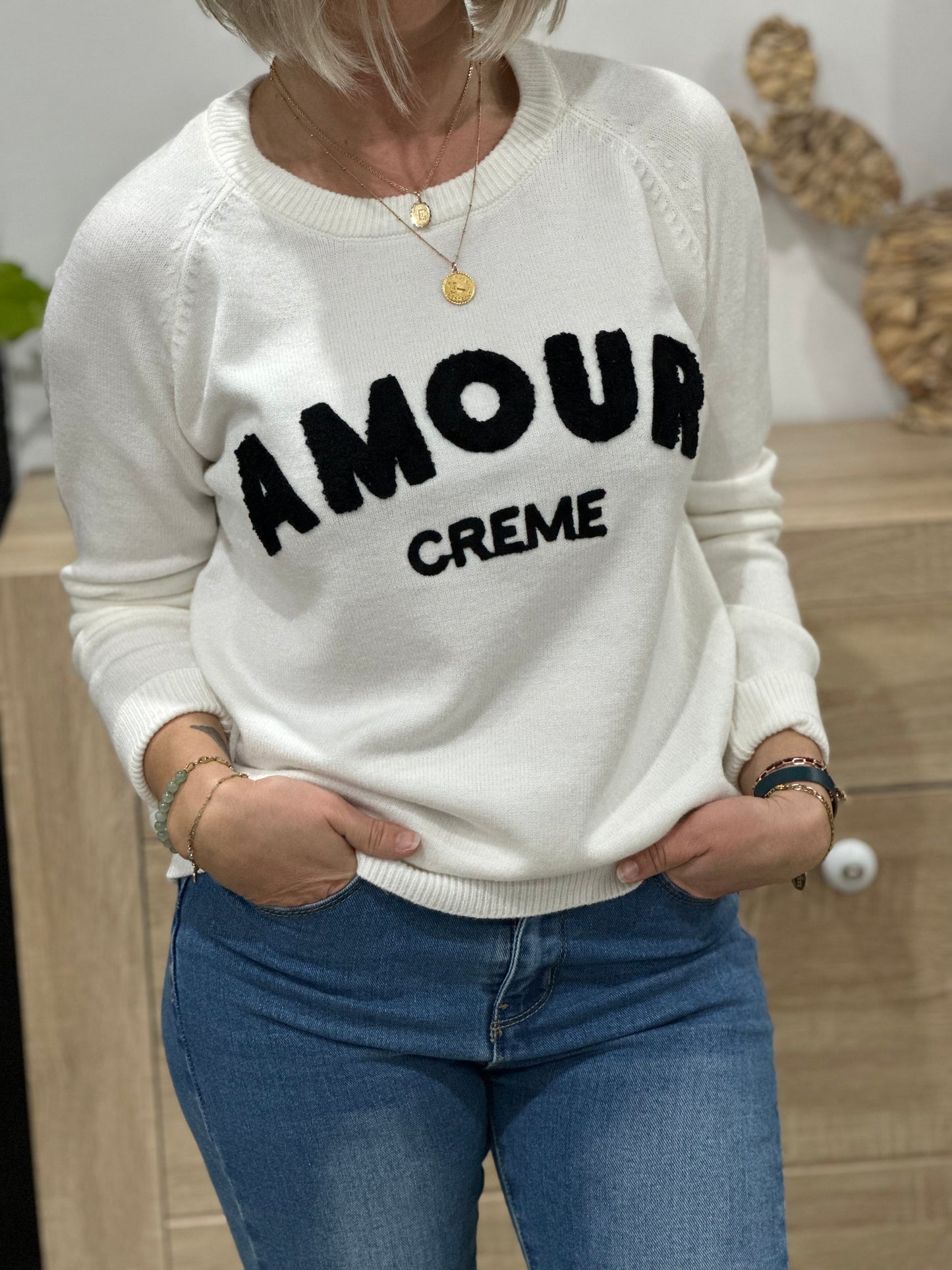 Pull Amour crème