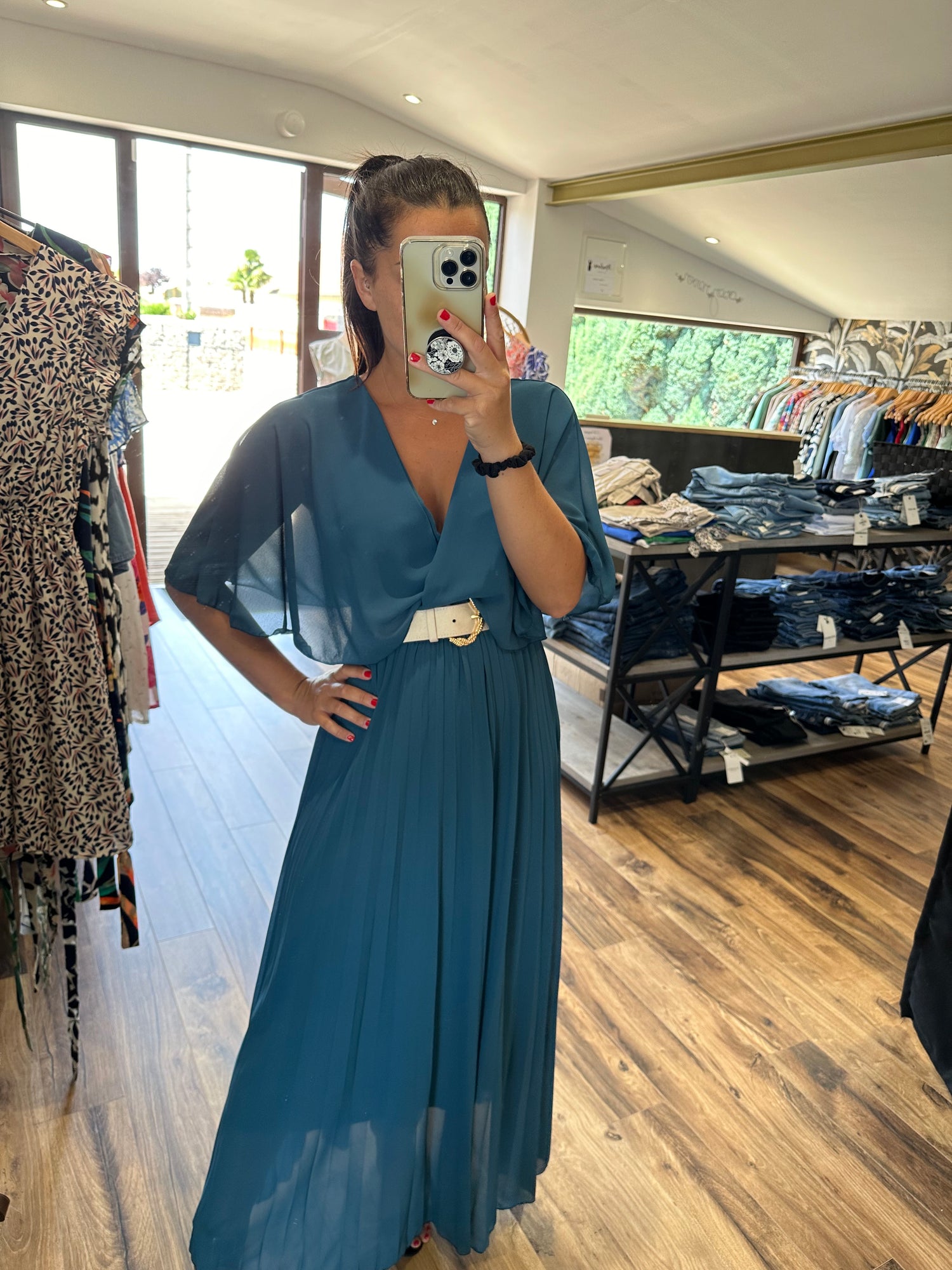 Robe longue Caliope bleu canard