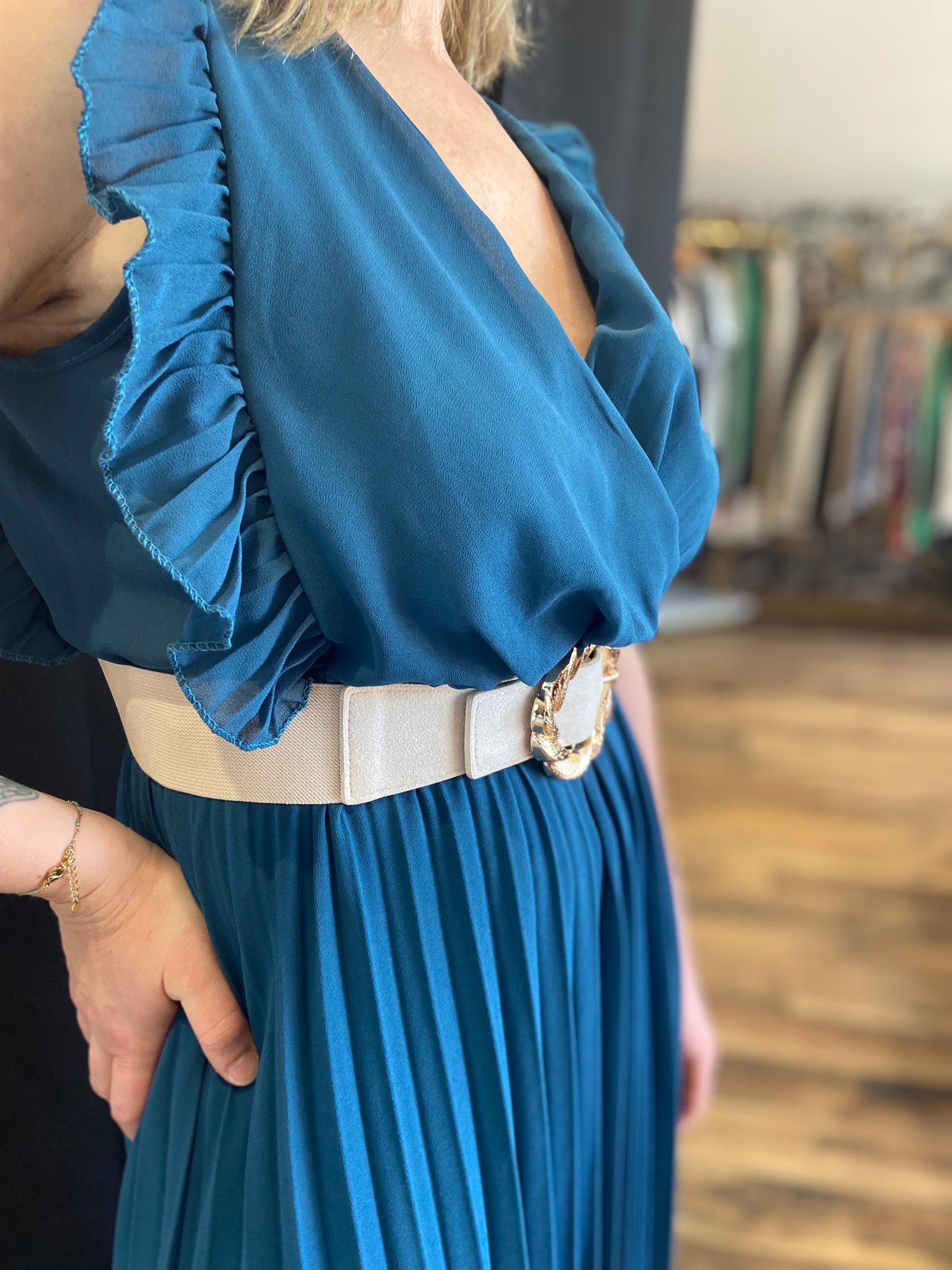 Robe longue Bérénice bleu canard