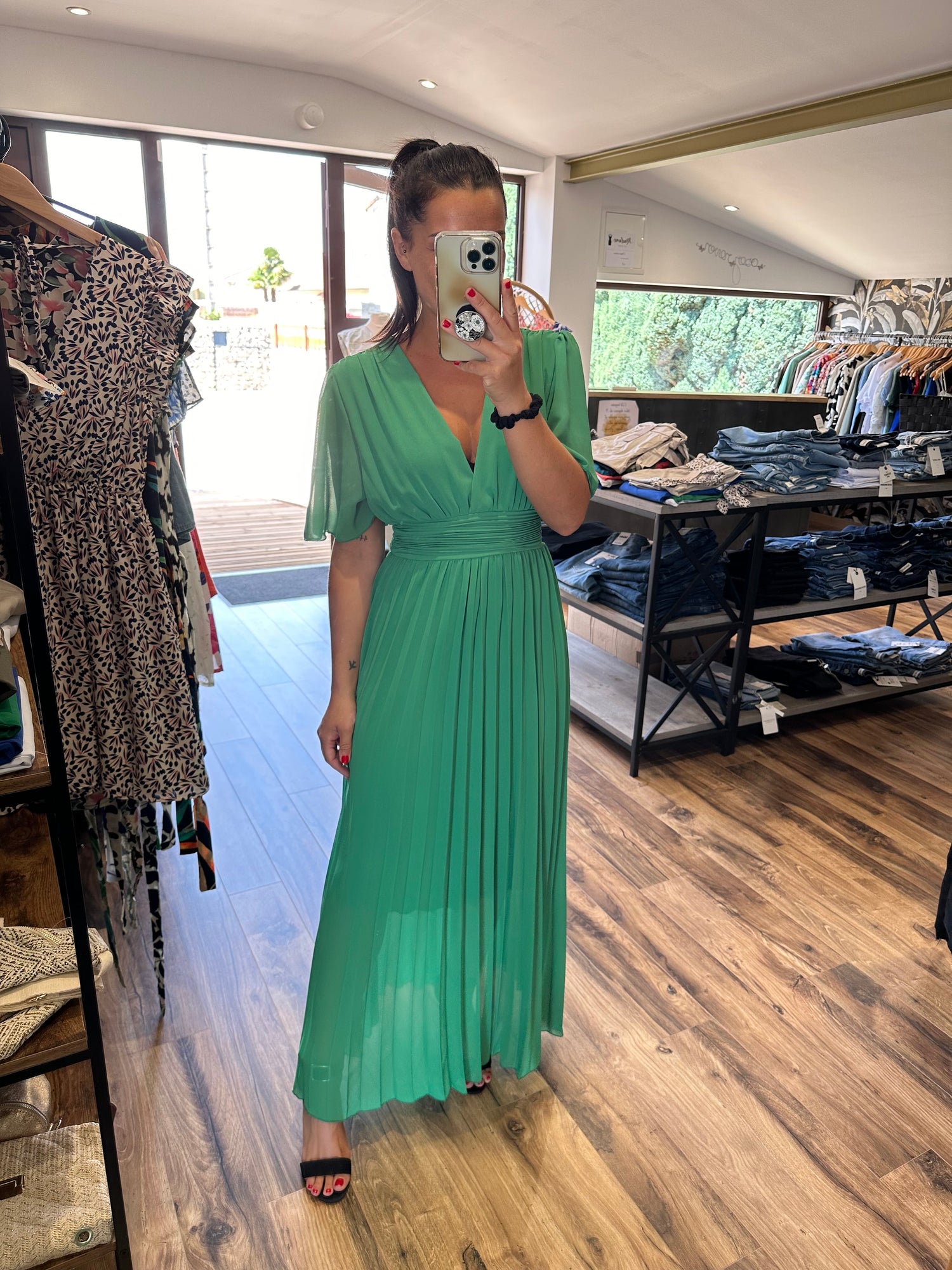 Robe longue Aglaé verte