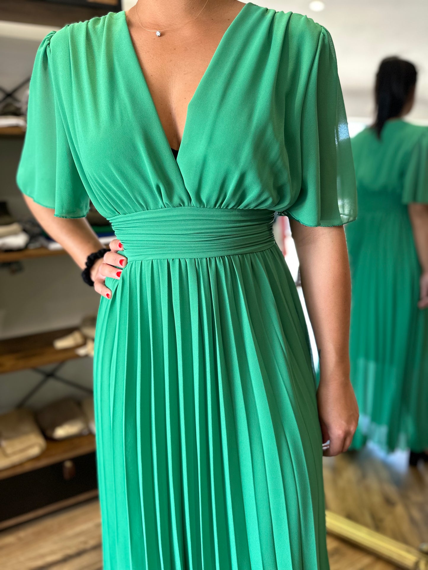 Robe longue Aglaé verte