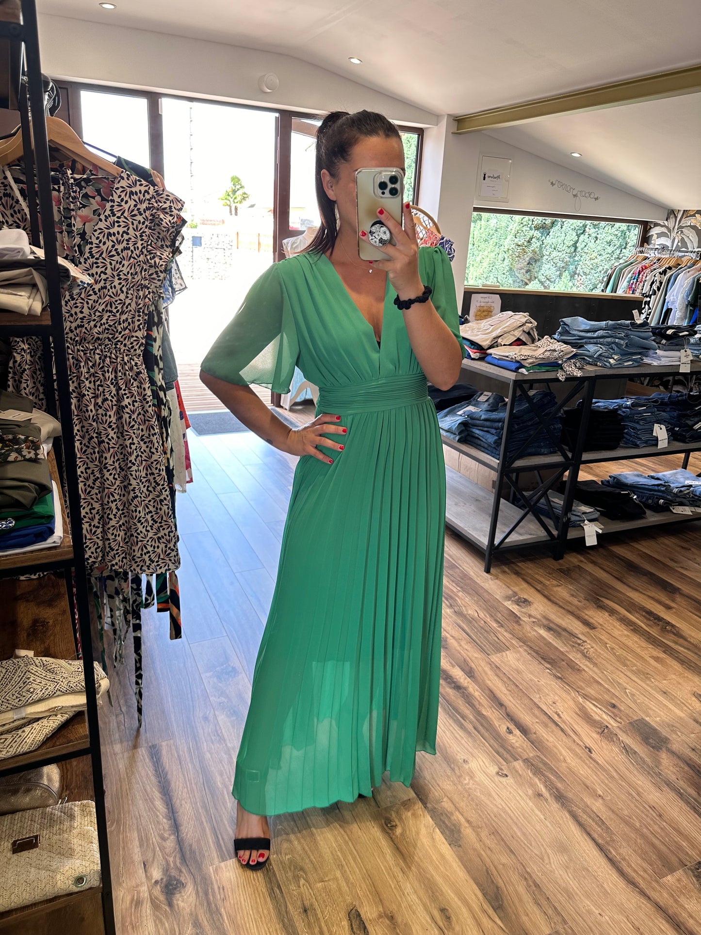 Robe longue Aglaé verte