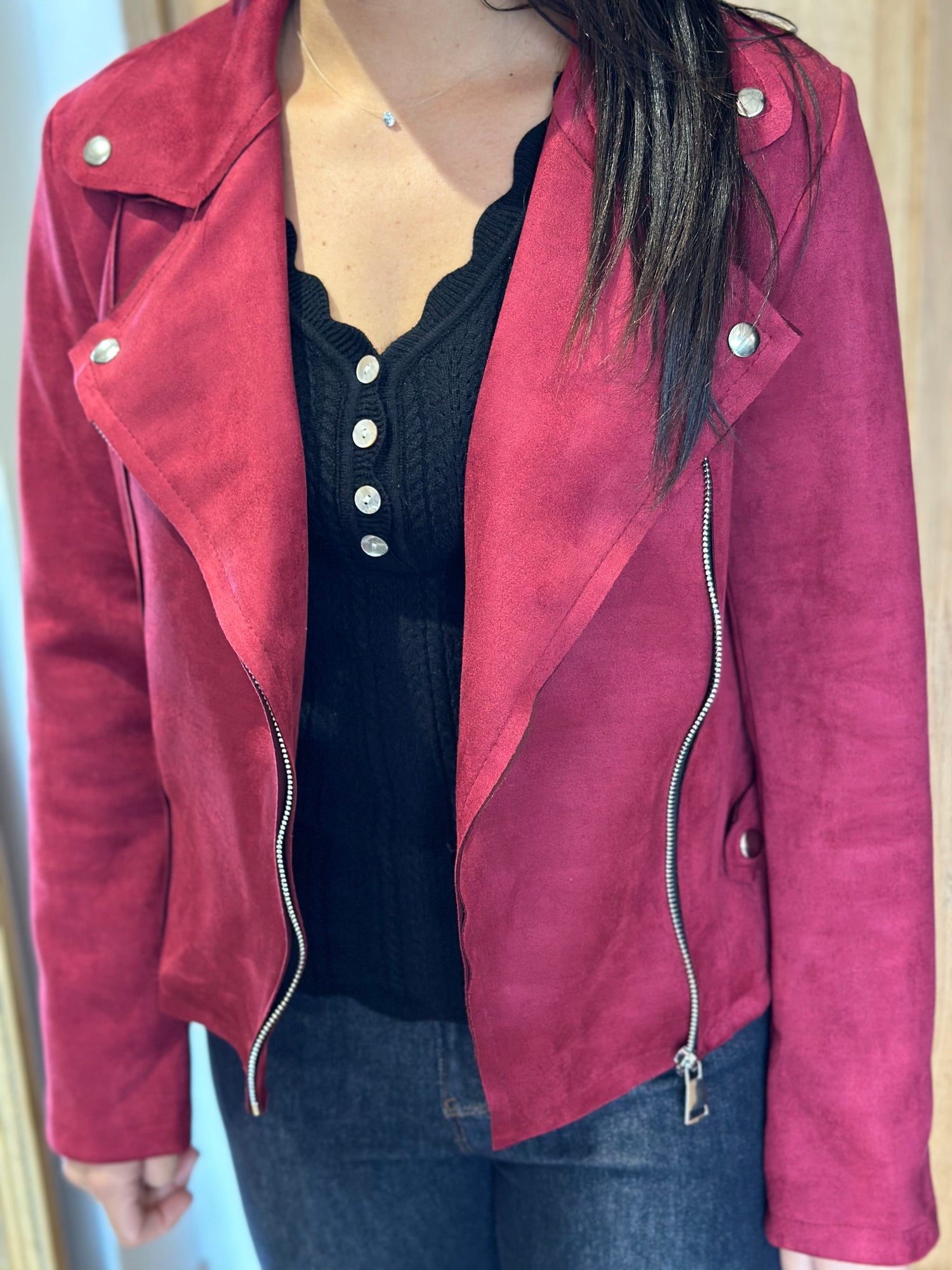 Veste en suedine Bordeaux