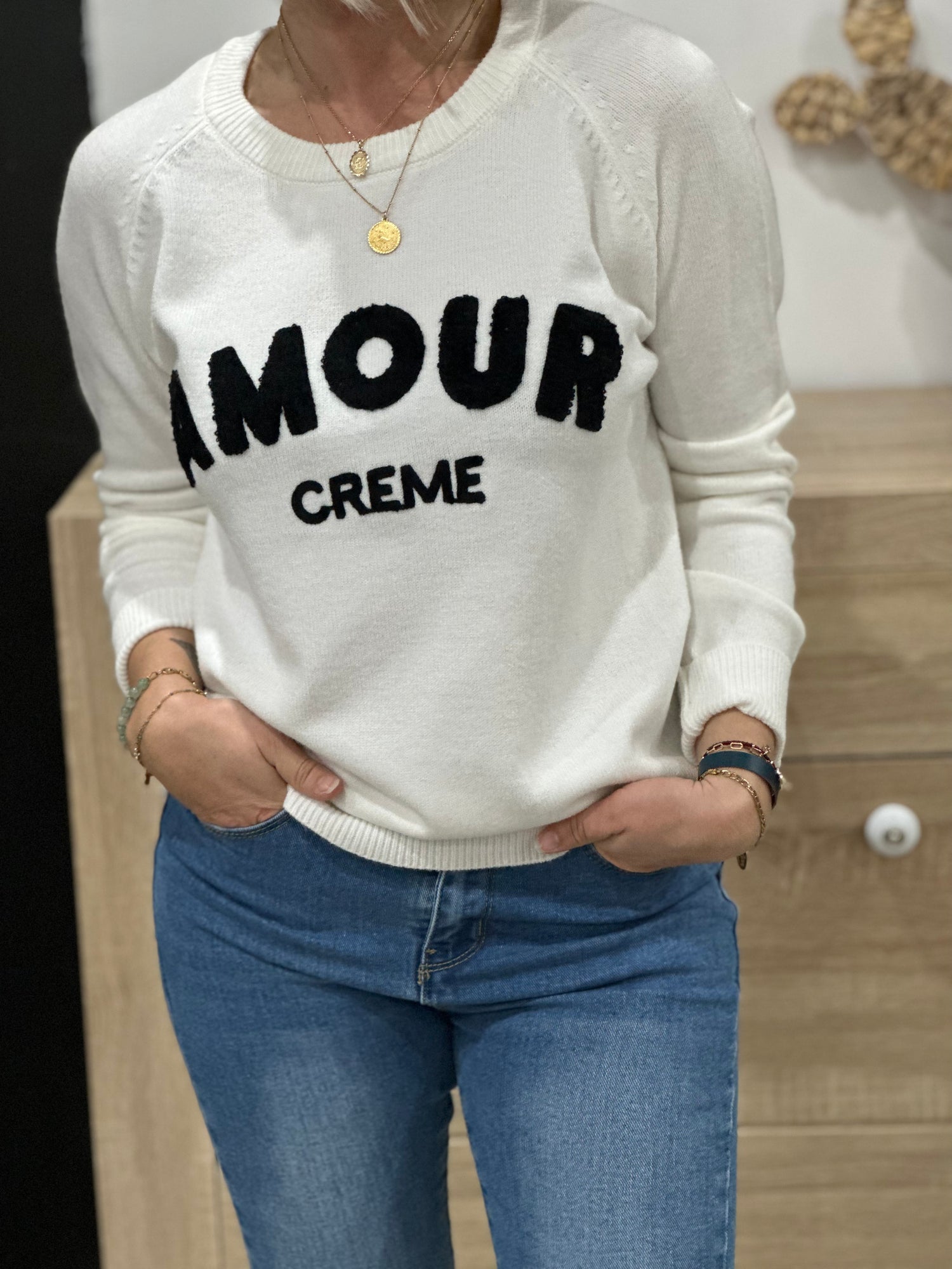 Pull Amour crème