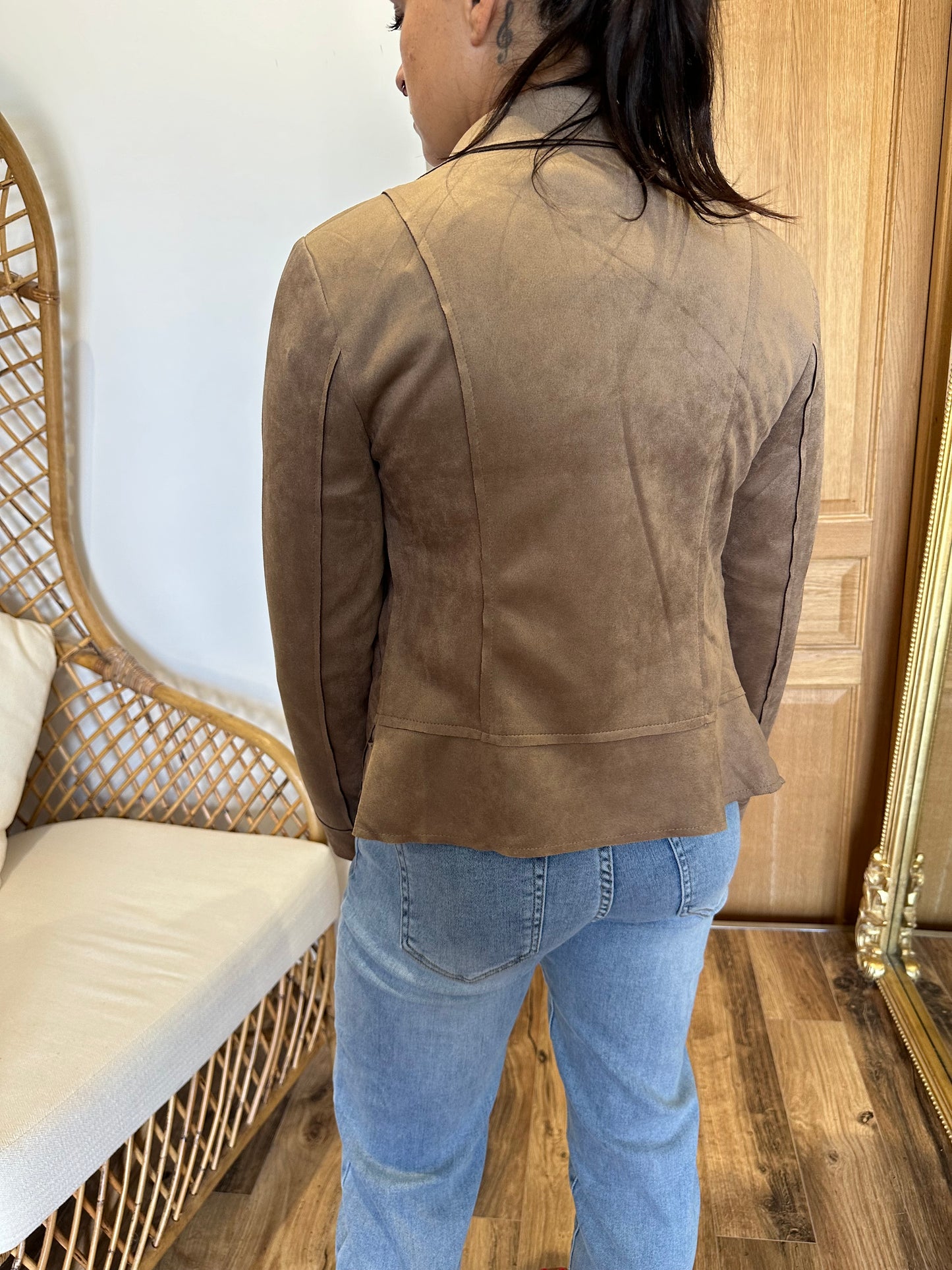 Veste en suédine taupe