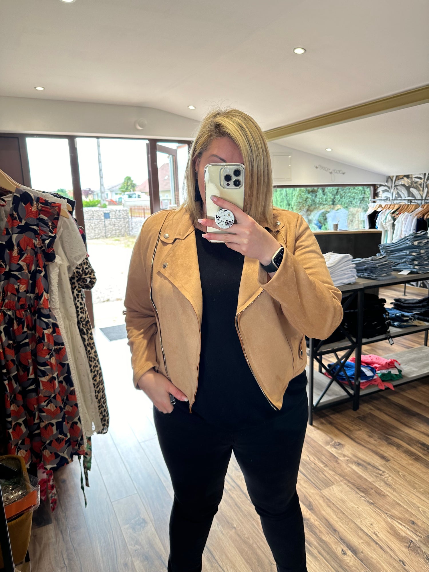 Veste en suédine beige (Curvy)