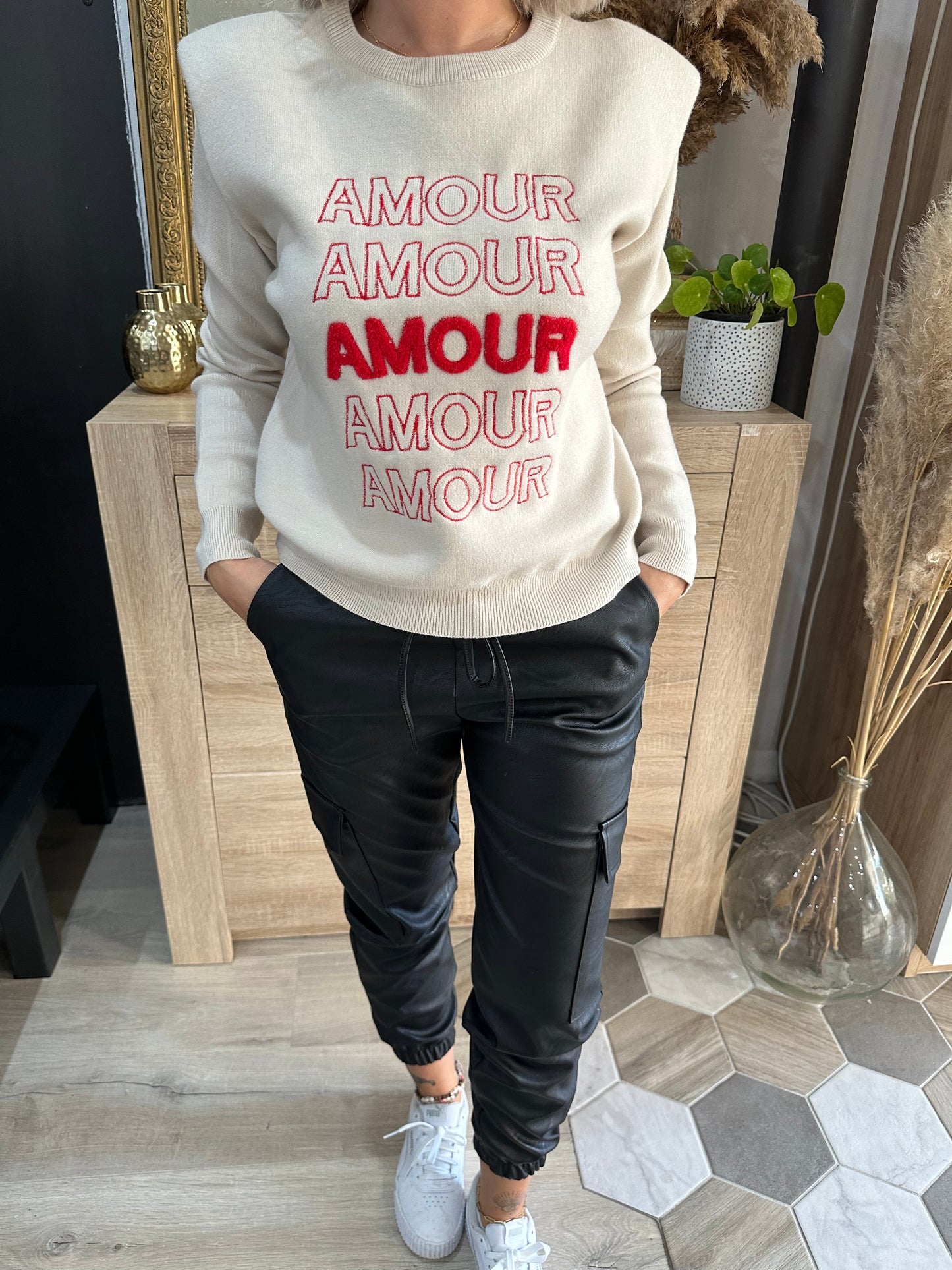 Pull amour beige