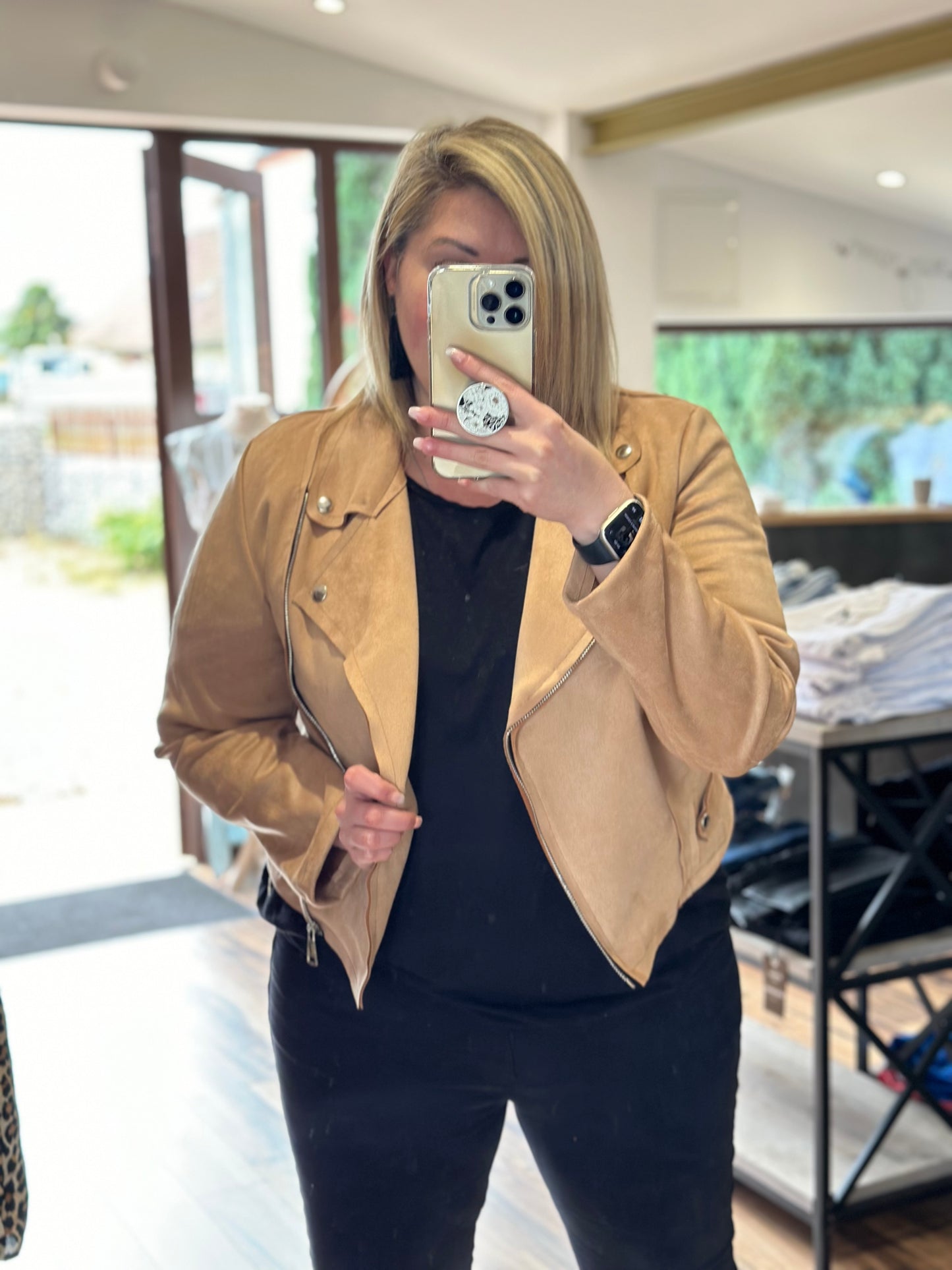 Veste en suédine beige (Curvy)