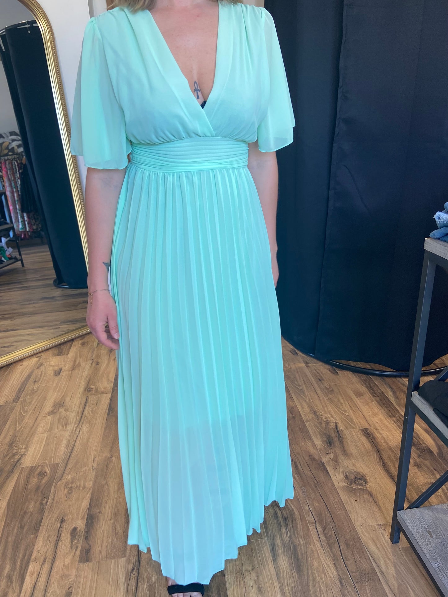 Robe longue Aglaé turquoise