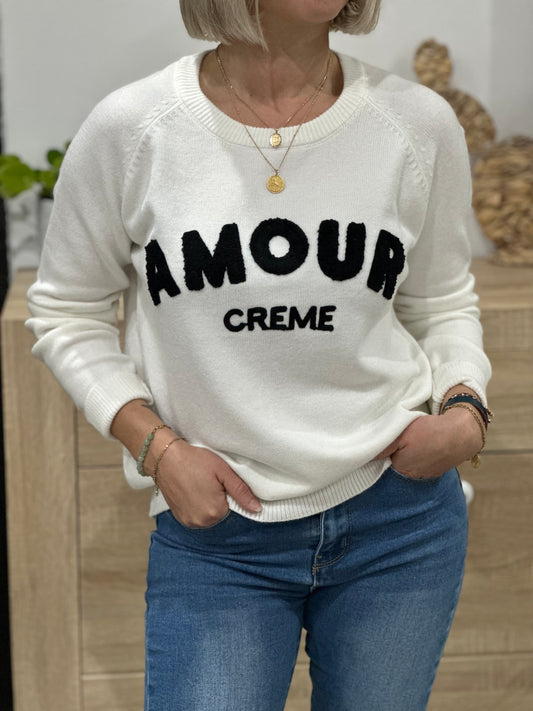 Pull Amour crème