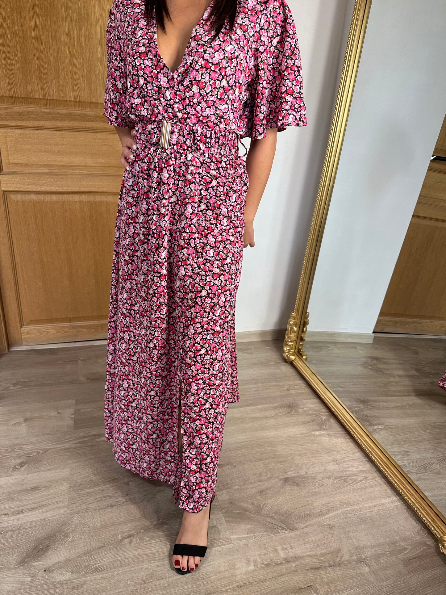 Robe longue Biarritz rose