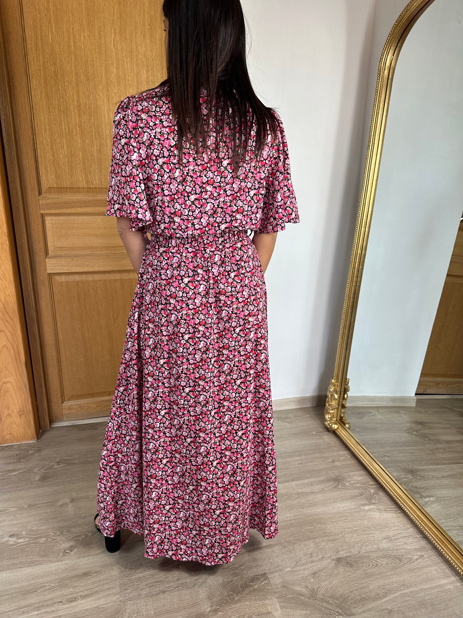 Robe longue Biarritz rose