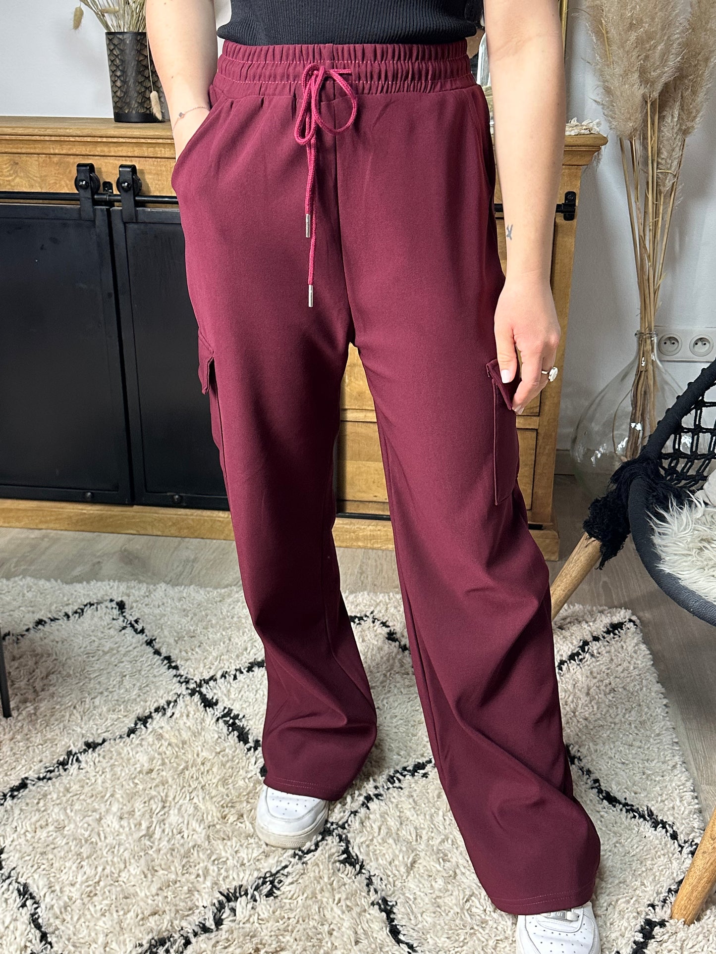 pantalon cargo bordeaux