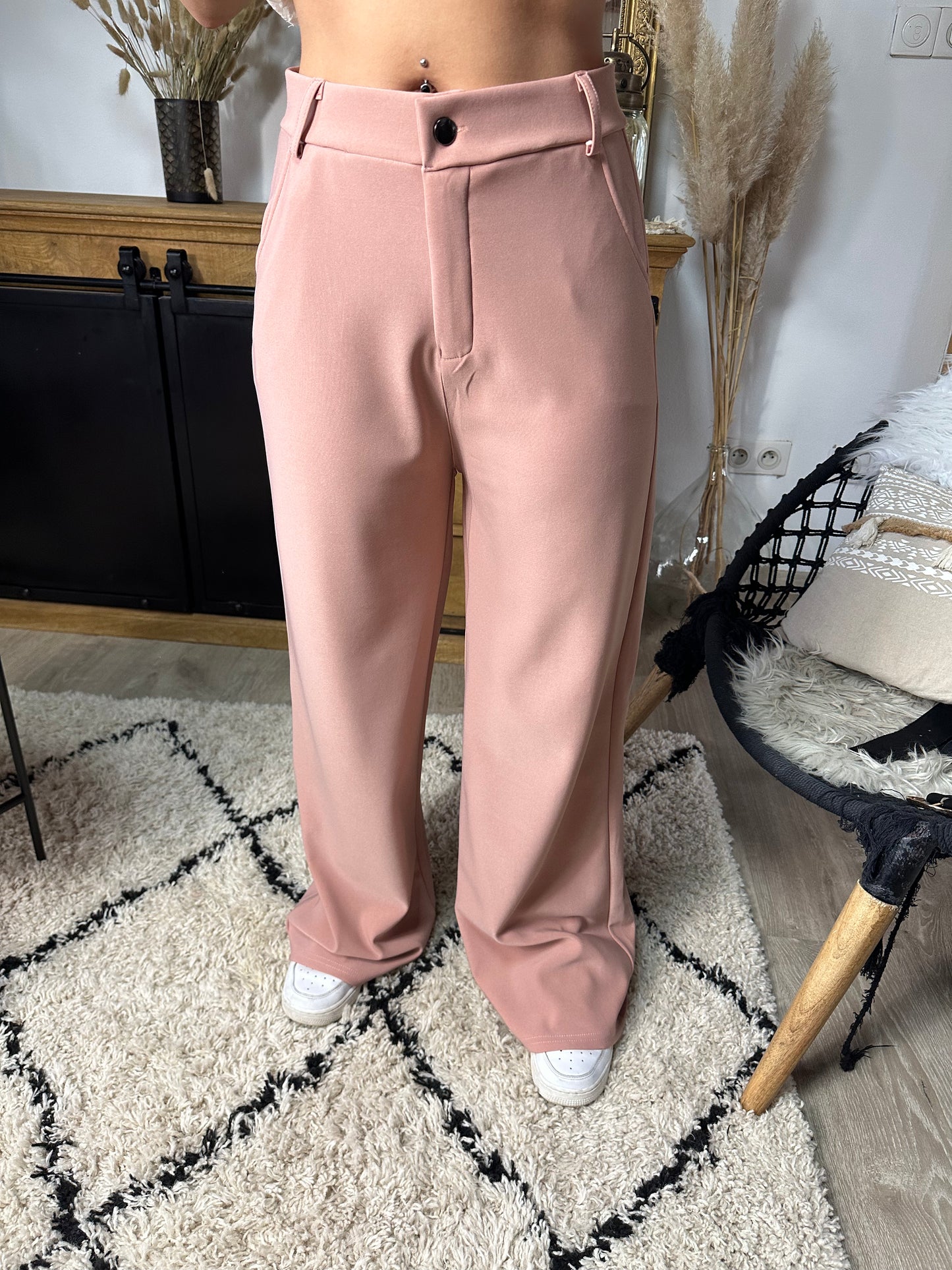 Pantalon droit Rose