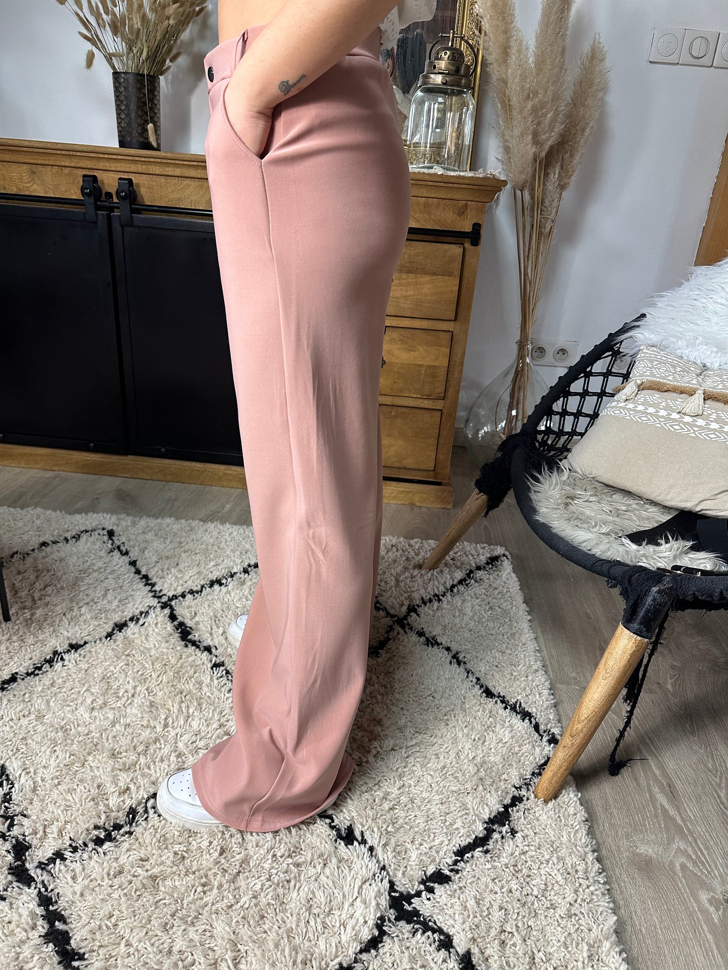 Pantalon droit Rose